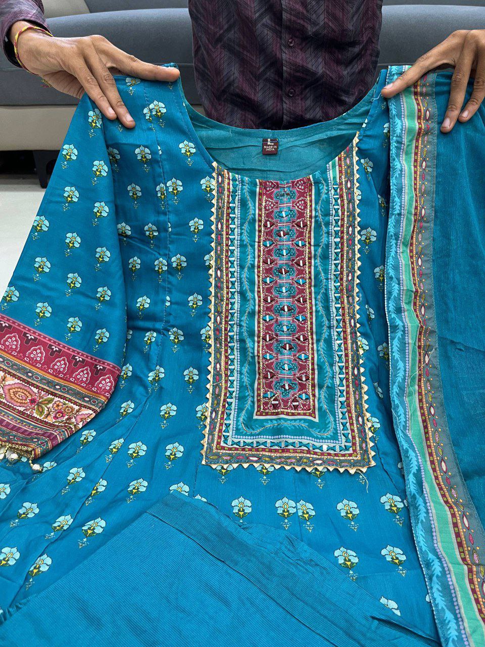 Rajasthani Full Anarkali Set with Mirror Work & Chiffon Dupatta