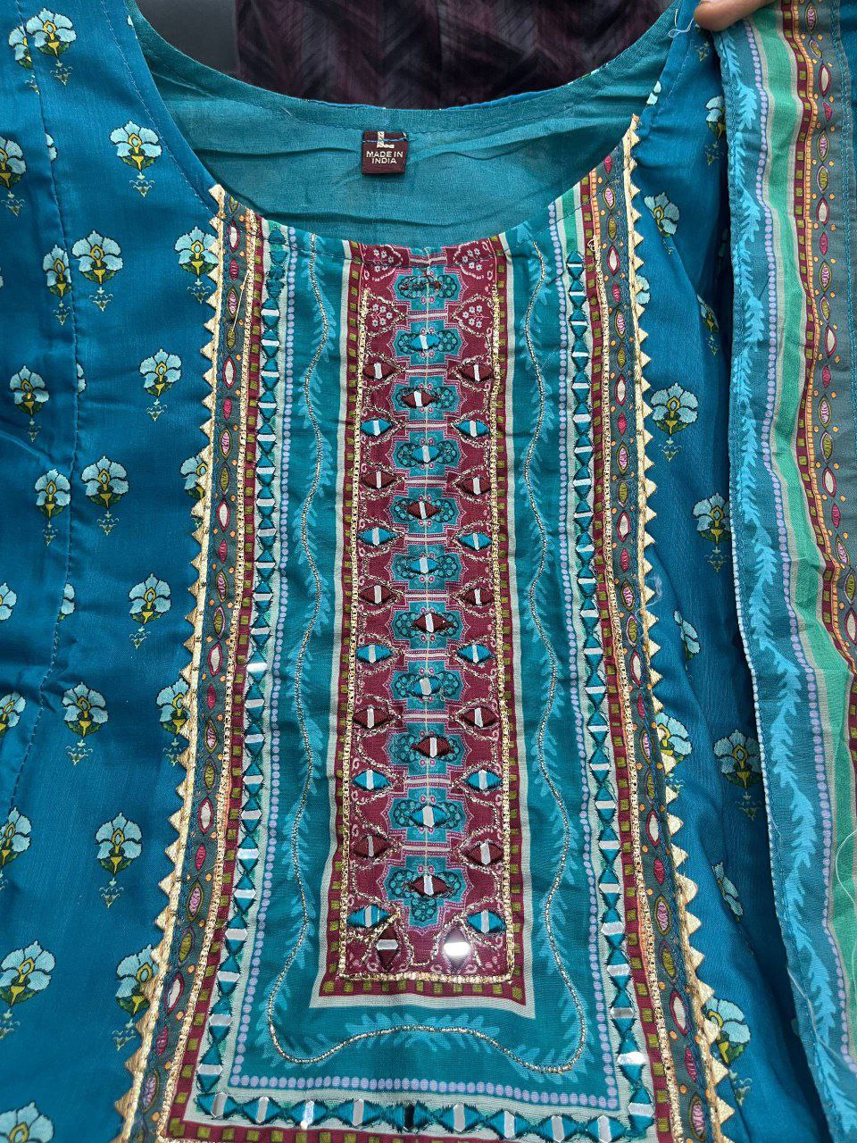 Rajasthani Full Anarkali Set with Mirror Work & Chiffon Dupatta