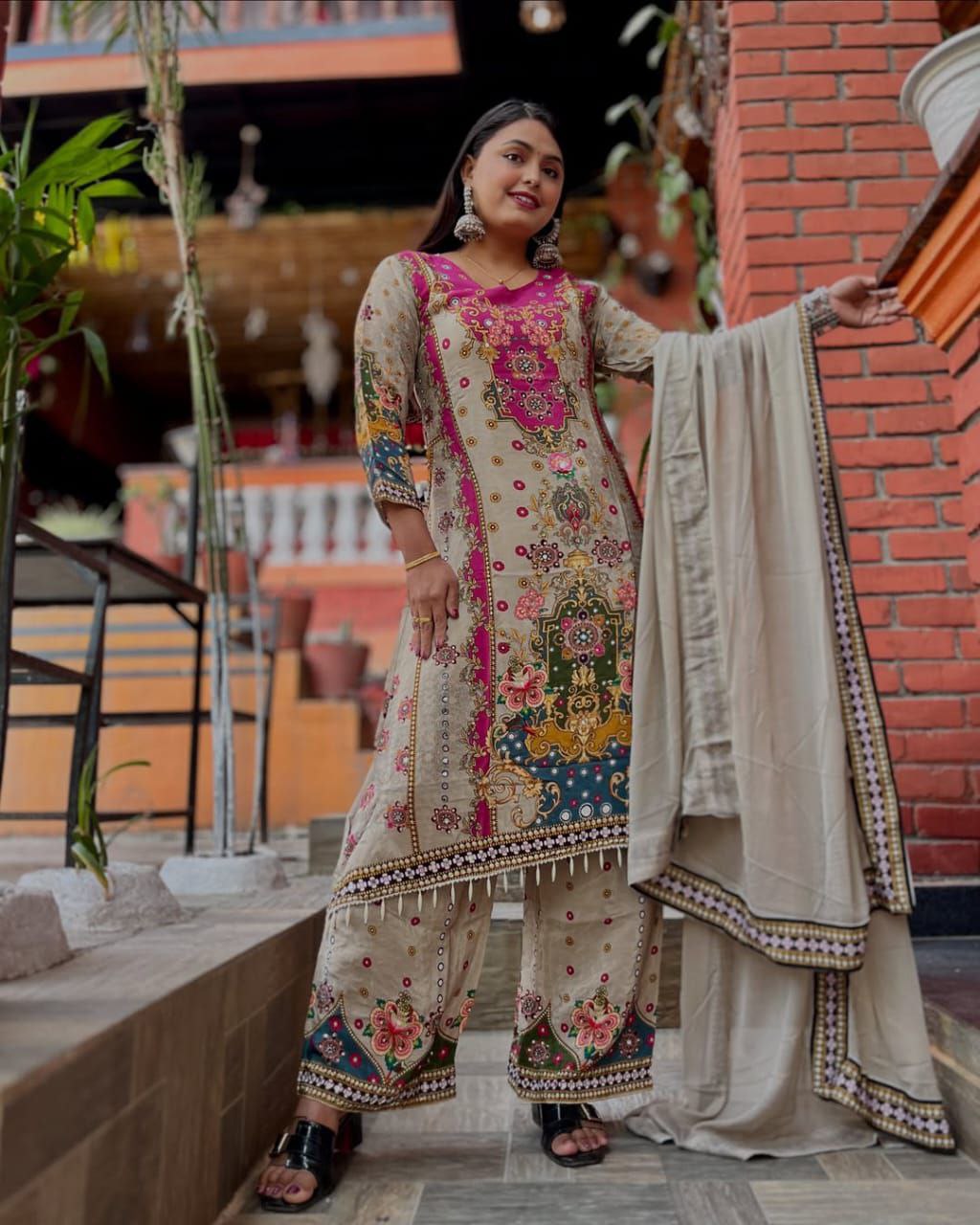 Noori Anarkali Palazzo Set with Dupatta – Festive Wear