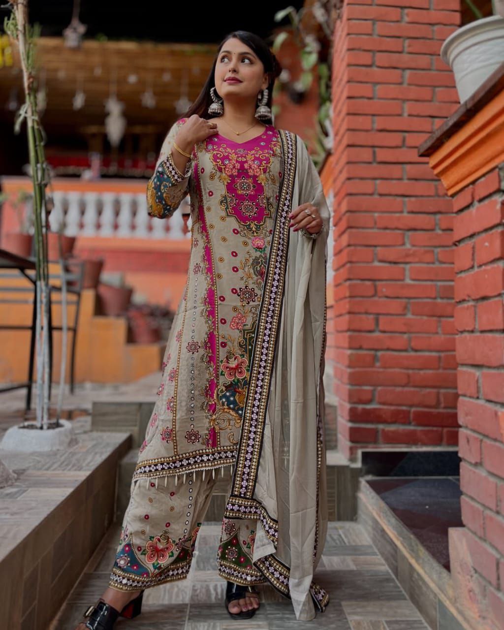 Noori Anarkali Palazzo Set with Dupatta – Festive Wear