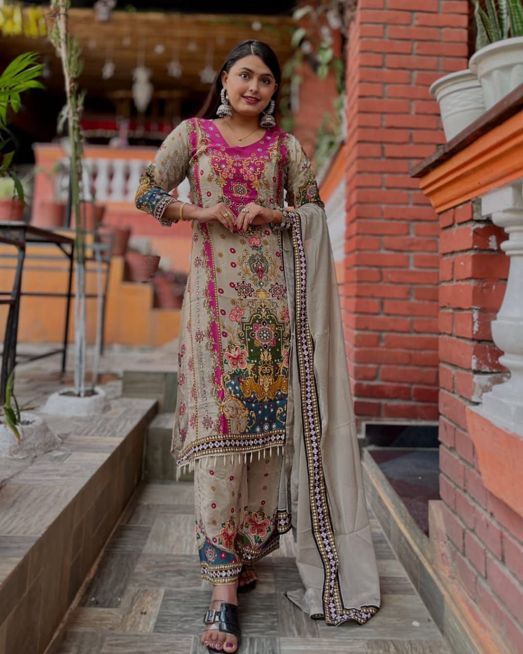 Noori Anarkali Palazzo Set with Dupatta – Festive Wear