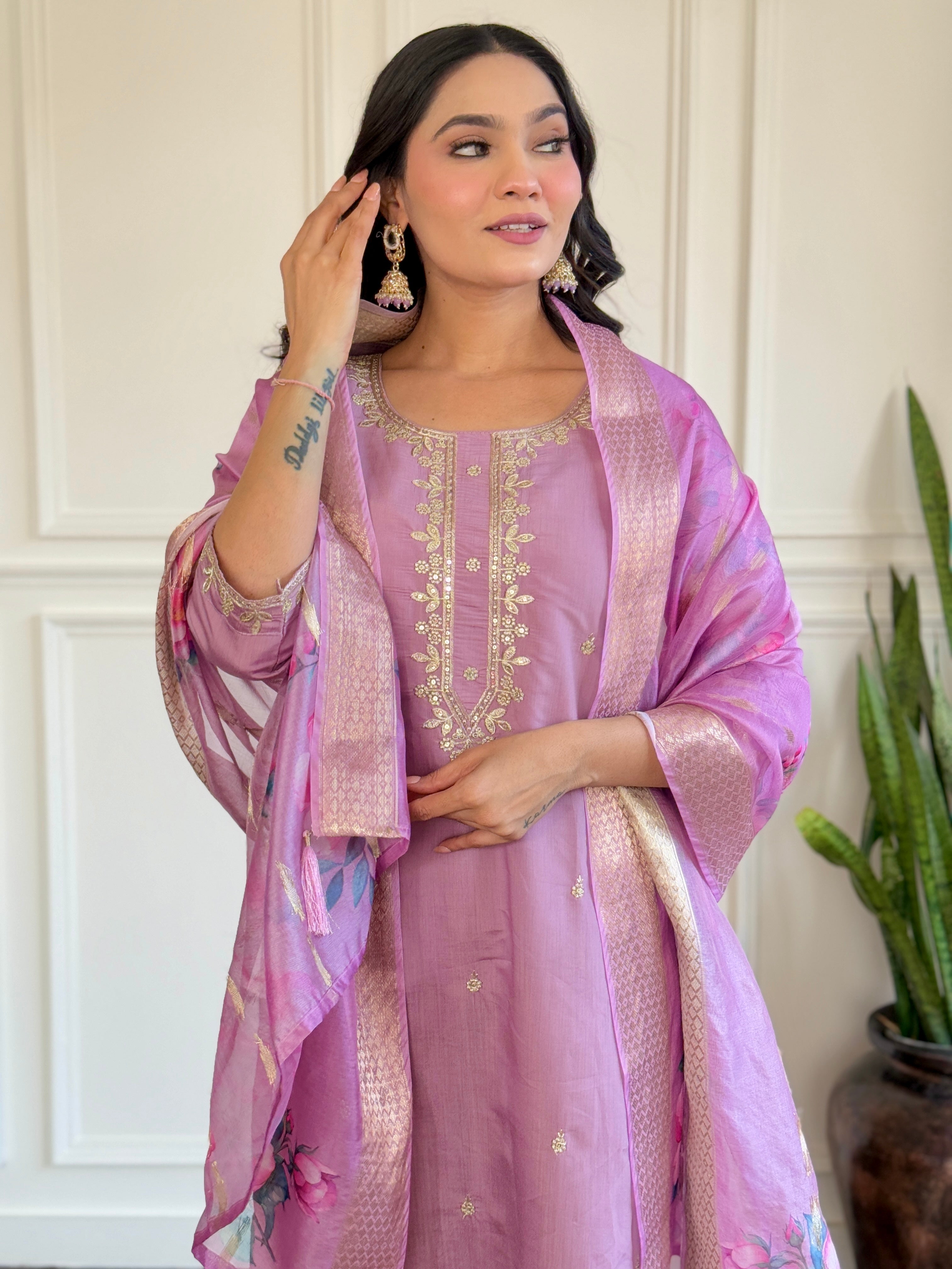 Women Embroidered CHANDERI & Jacquard Butti DUPAATA SET