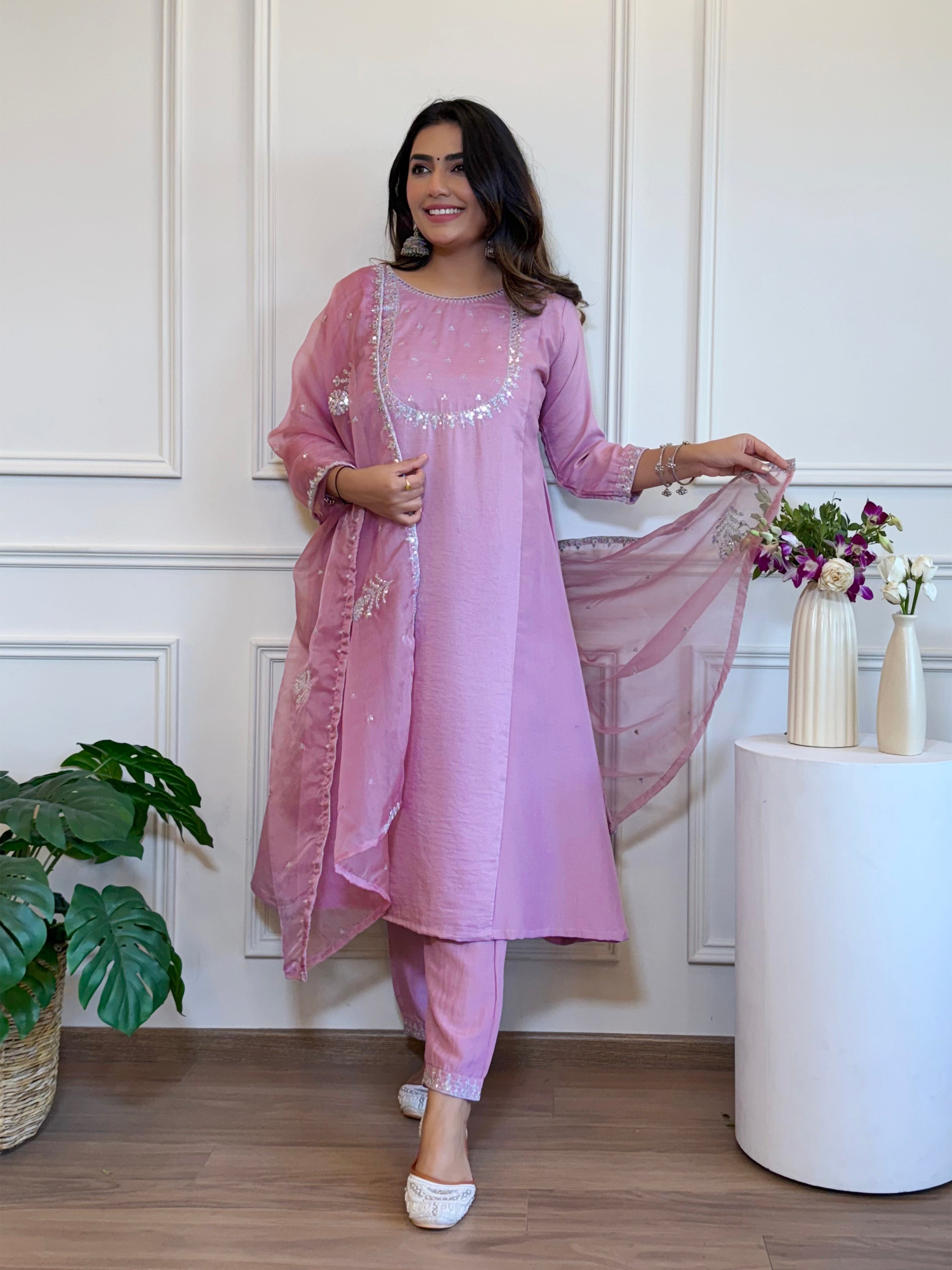 Silk Blend Anarkali Gown