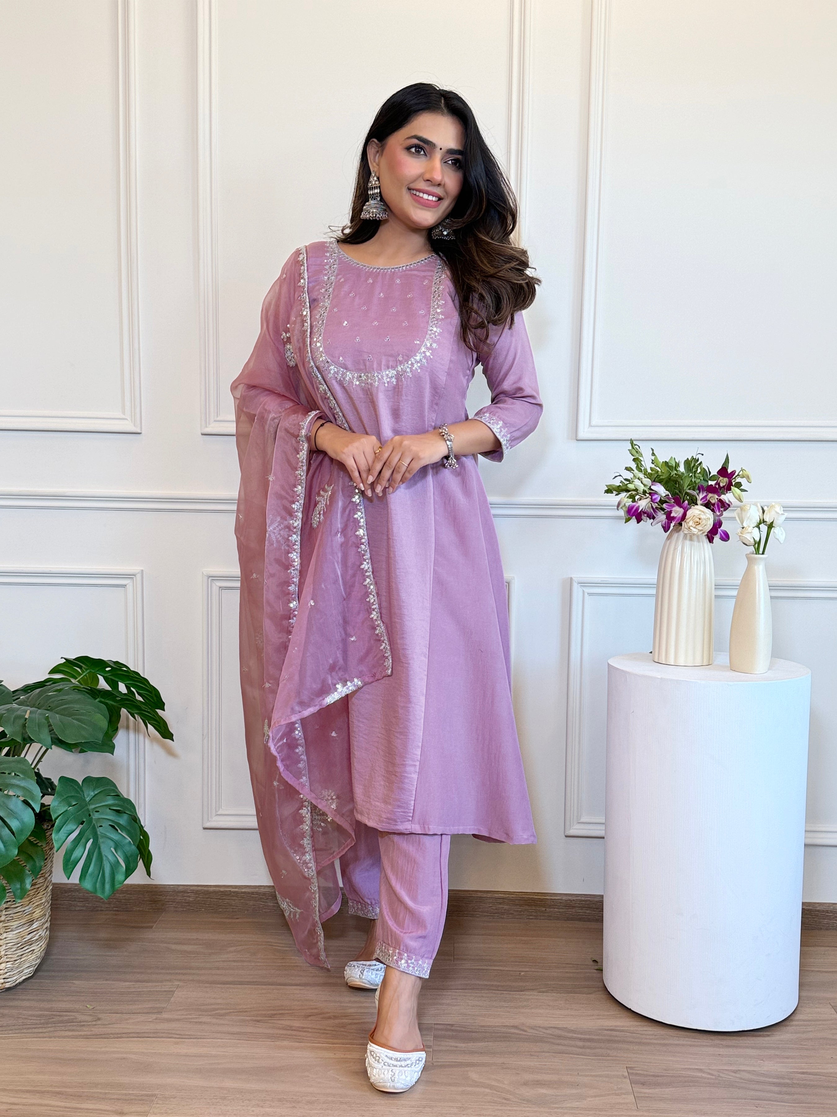 Silk Blend Anarkali Gown