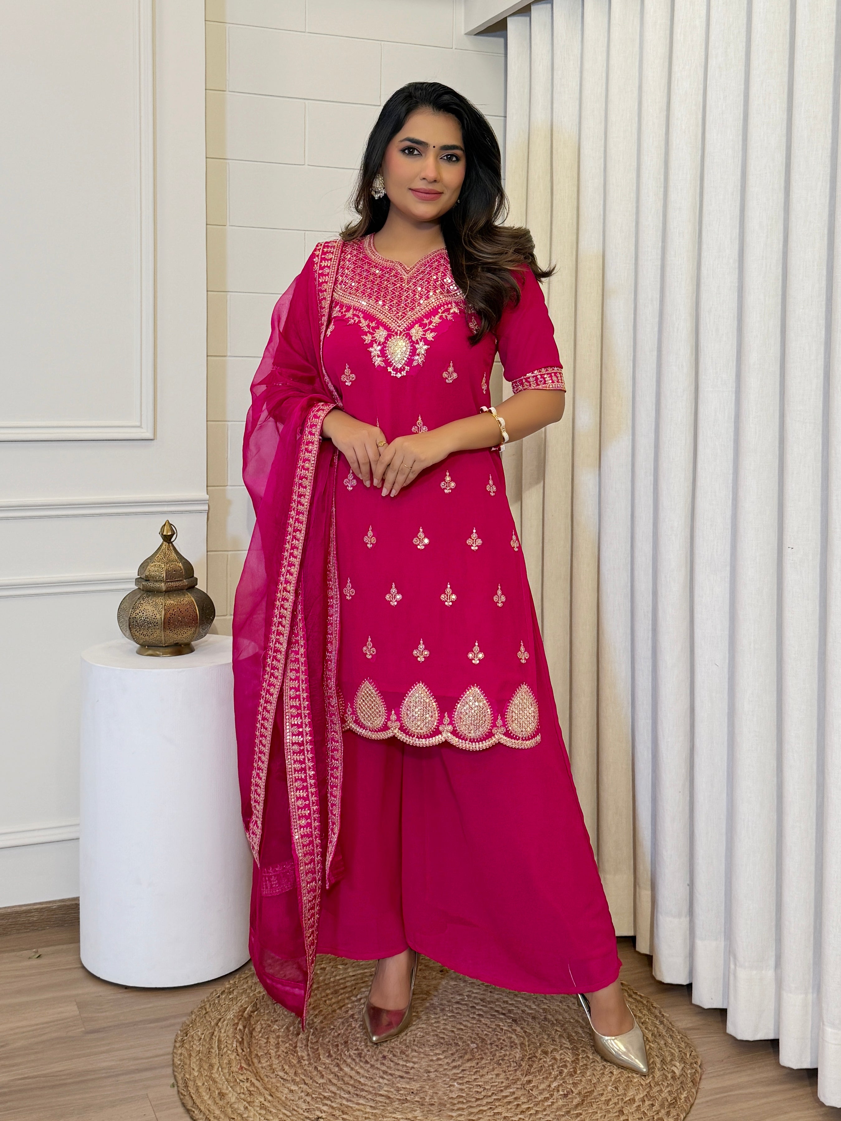 Georgette Embroidered Sharara Set