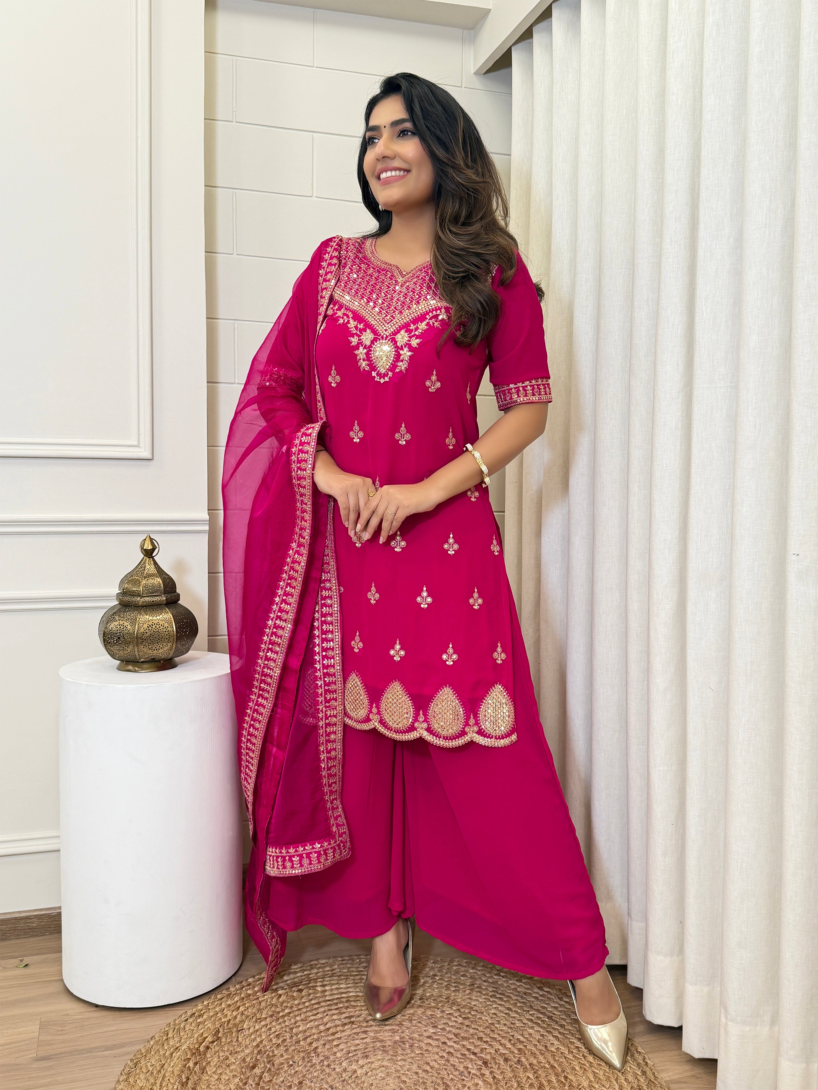 Georgette Embroidered Sharara Set