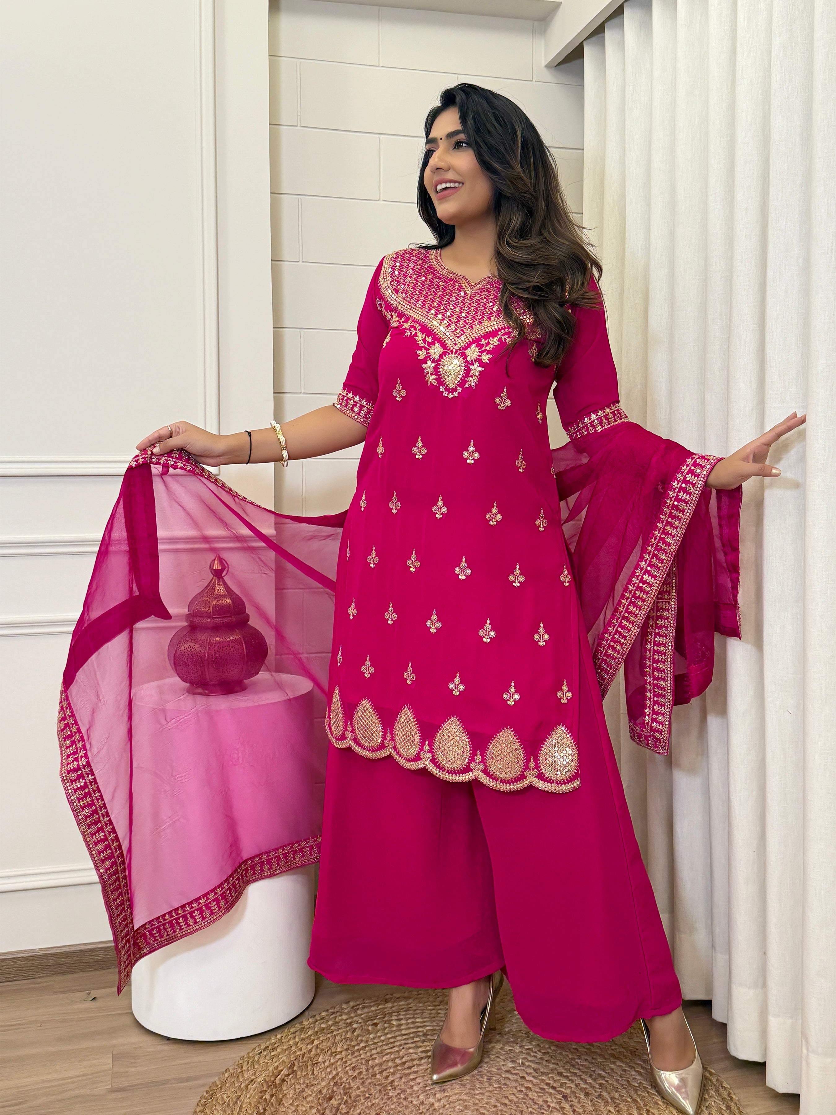 Georgette Embroidered Sharara Set