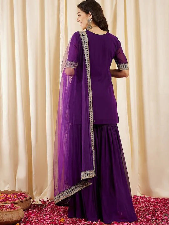 Georgette Embroidered Sharara Set