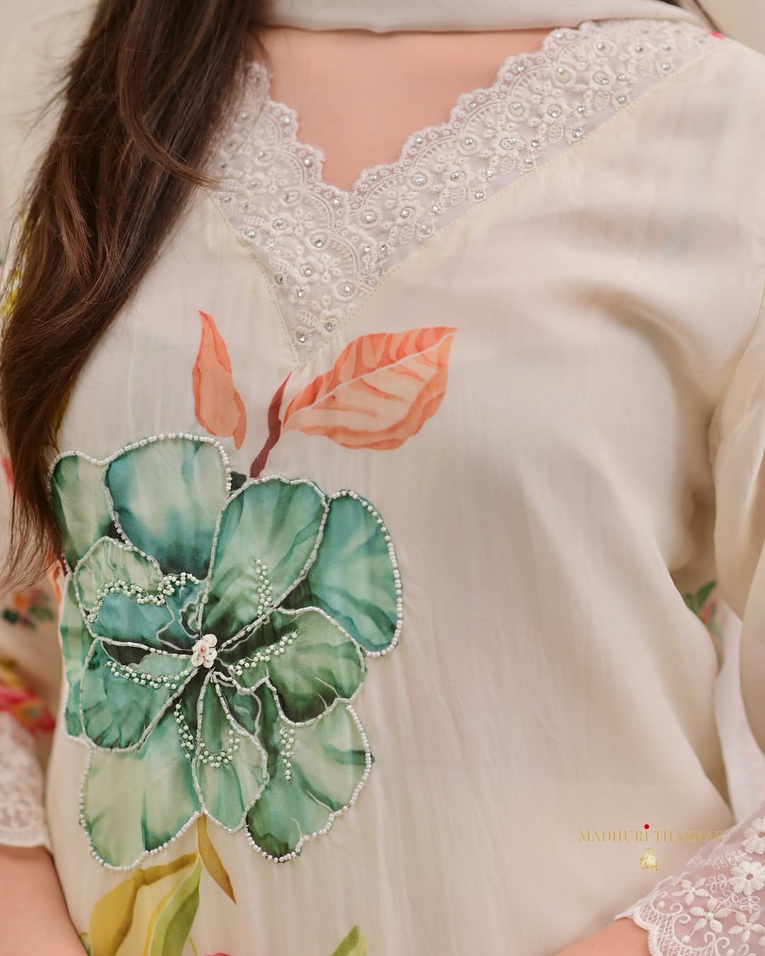 Reshmi Organza Dupatta Pant Set – Handwork Kurta