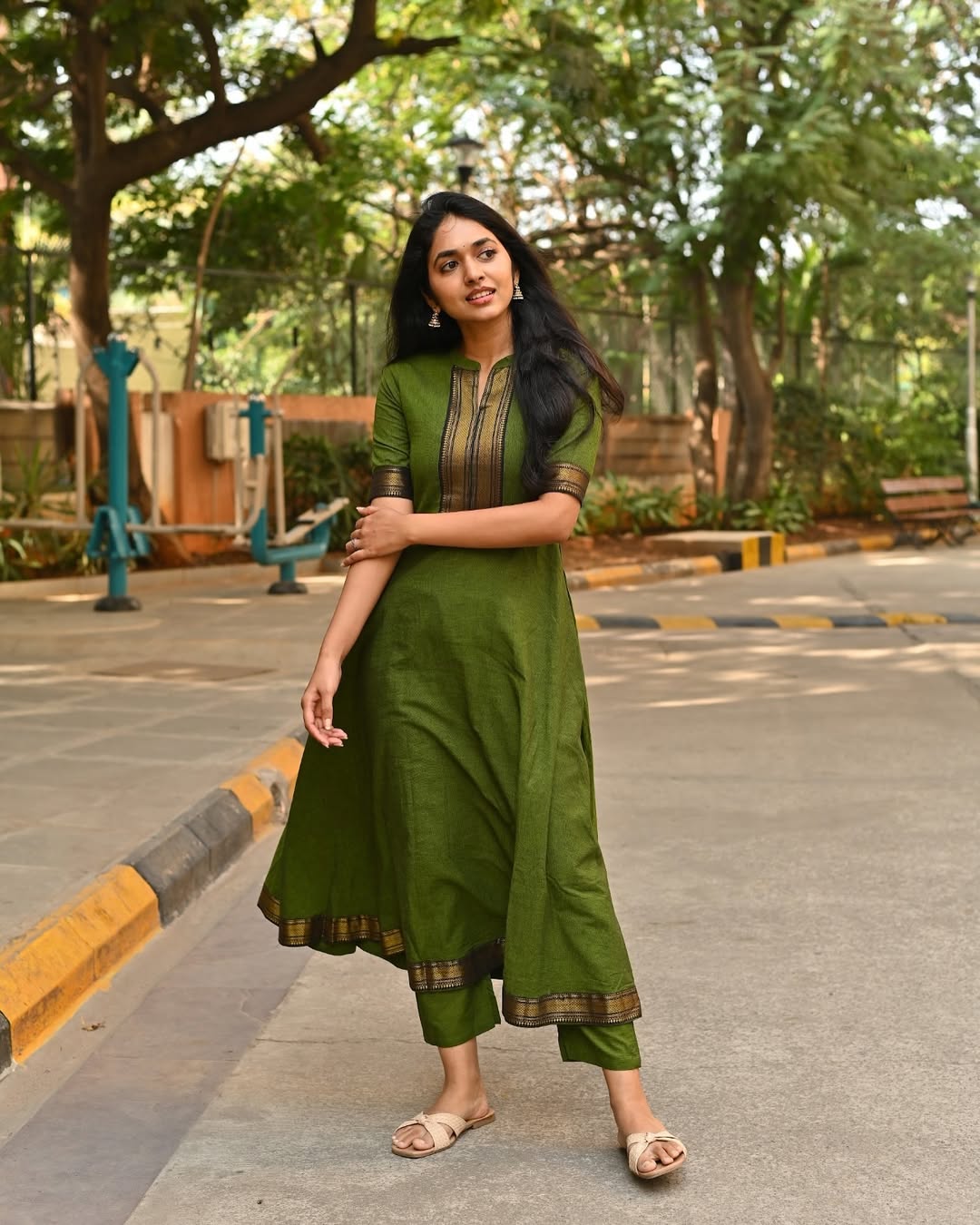 Forest Hues chanderi Kurta Set