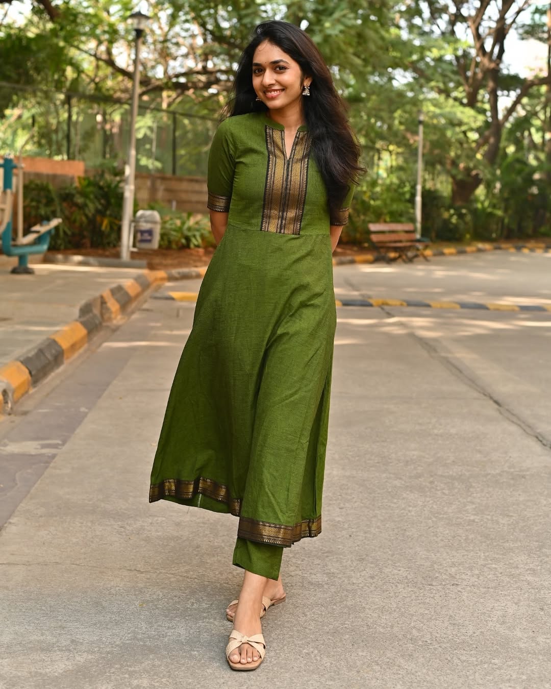 Forest Hues chanderi Kurta Set