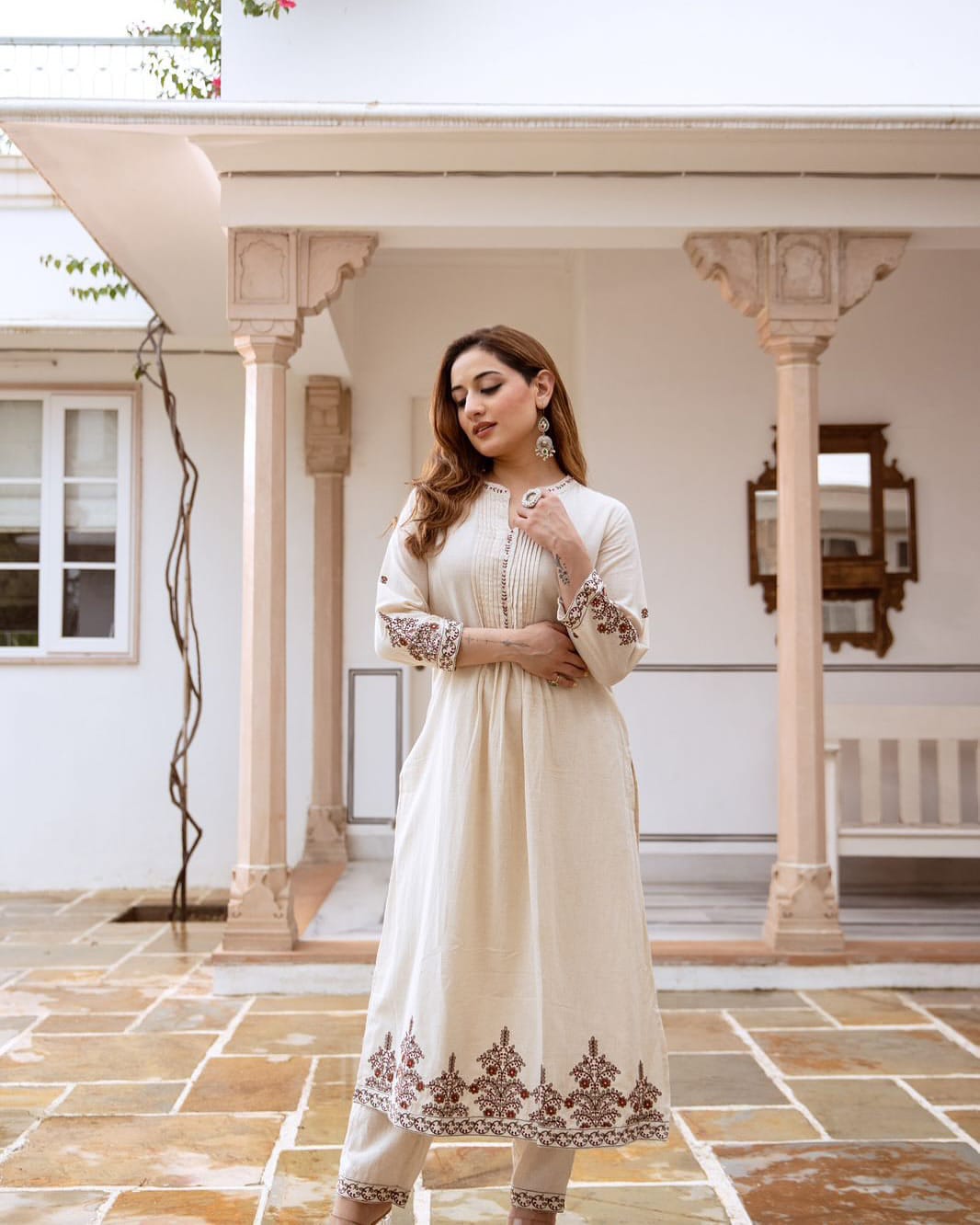 Ivory Elegance Embroidered Kurta Set