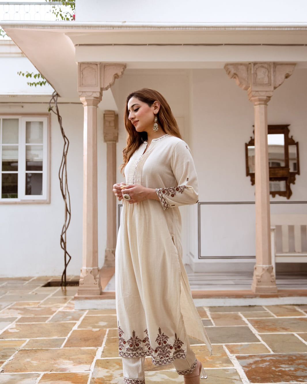 Ivory Elegance Embroidered Kurta Set