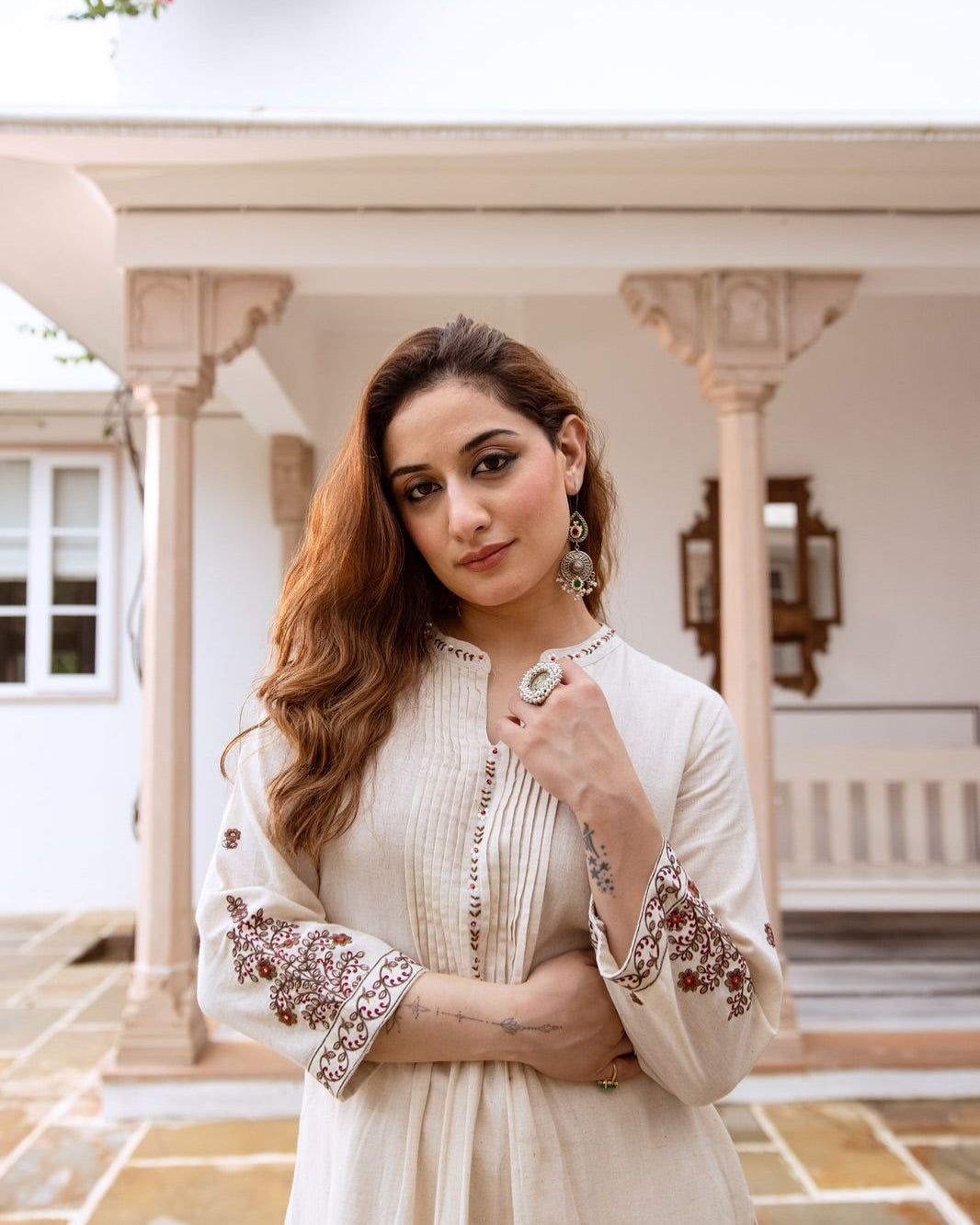 Ivory Elegance Embroidered Kurta Set