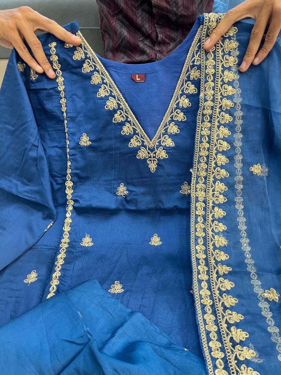 Chanderi Silk Embroidered Kurta Set with Dupatta