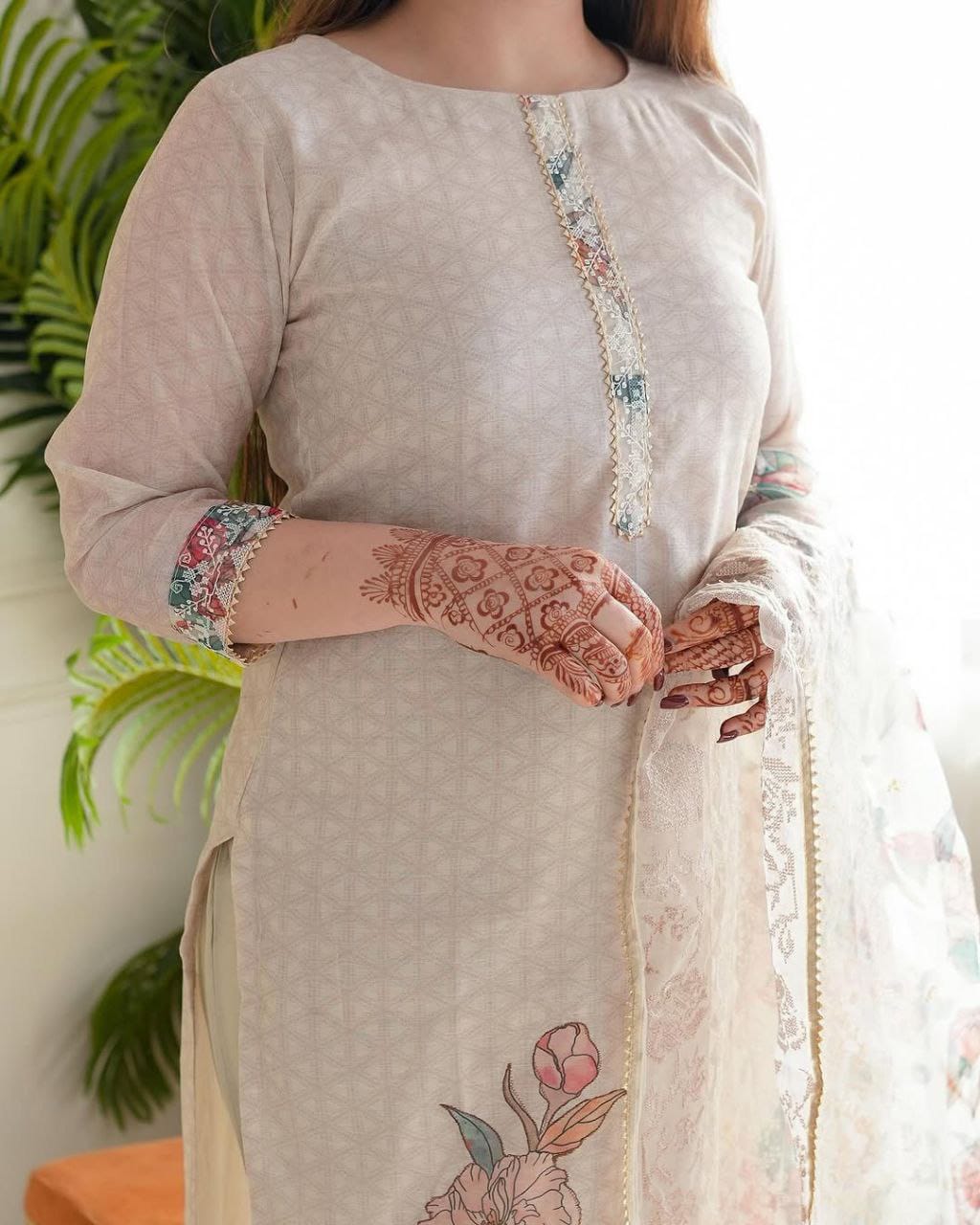 Off-White Printed Lilan Cotton Suit Set for Women