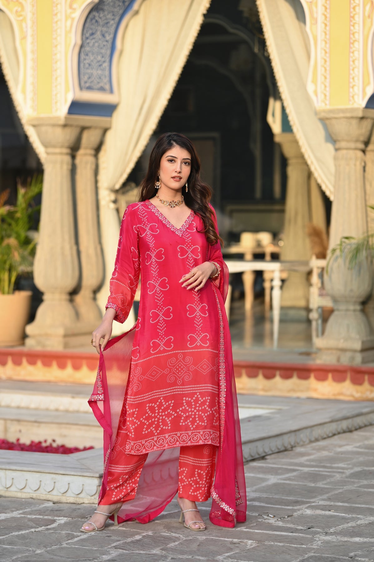 Soft Chinnon Silk Embroidered Suit Set