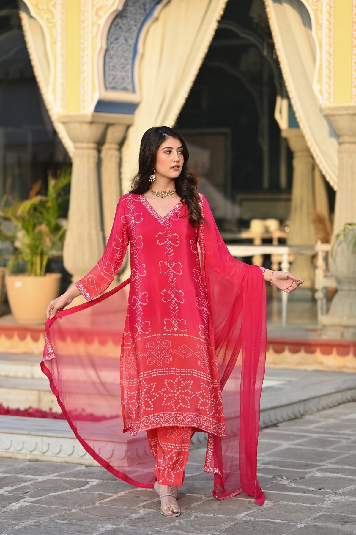 Soft Chinnon Silk Embroidered Suit Set