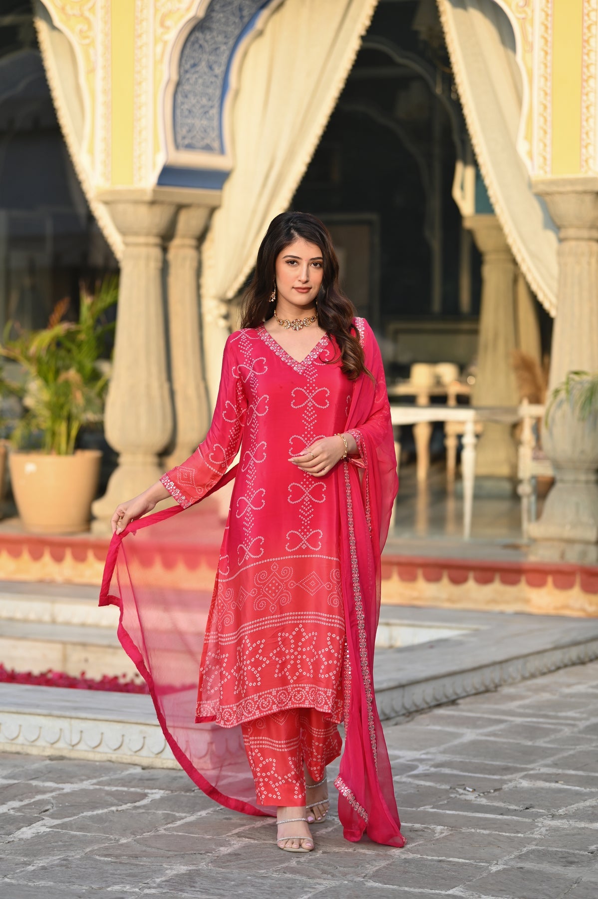 Soft Chinnon Silk Embroidered Suit Set