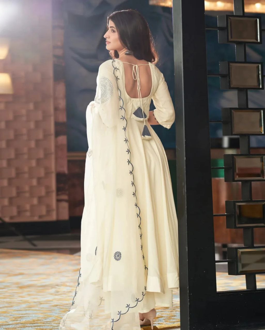 Bollywood Inspired White Anarkali Suit – Rasha Tandani