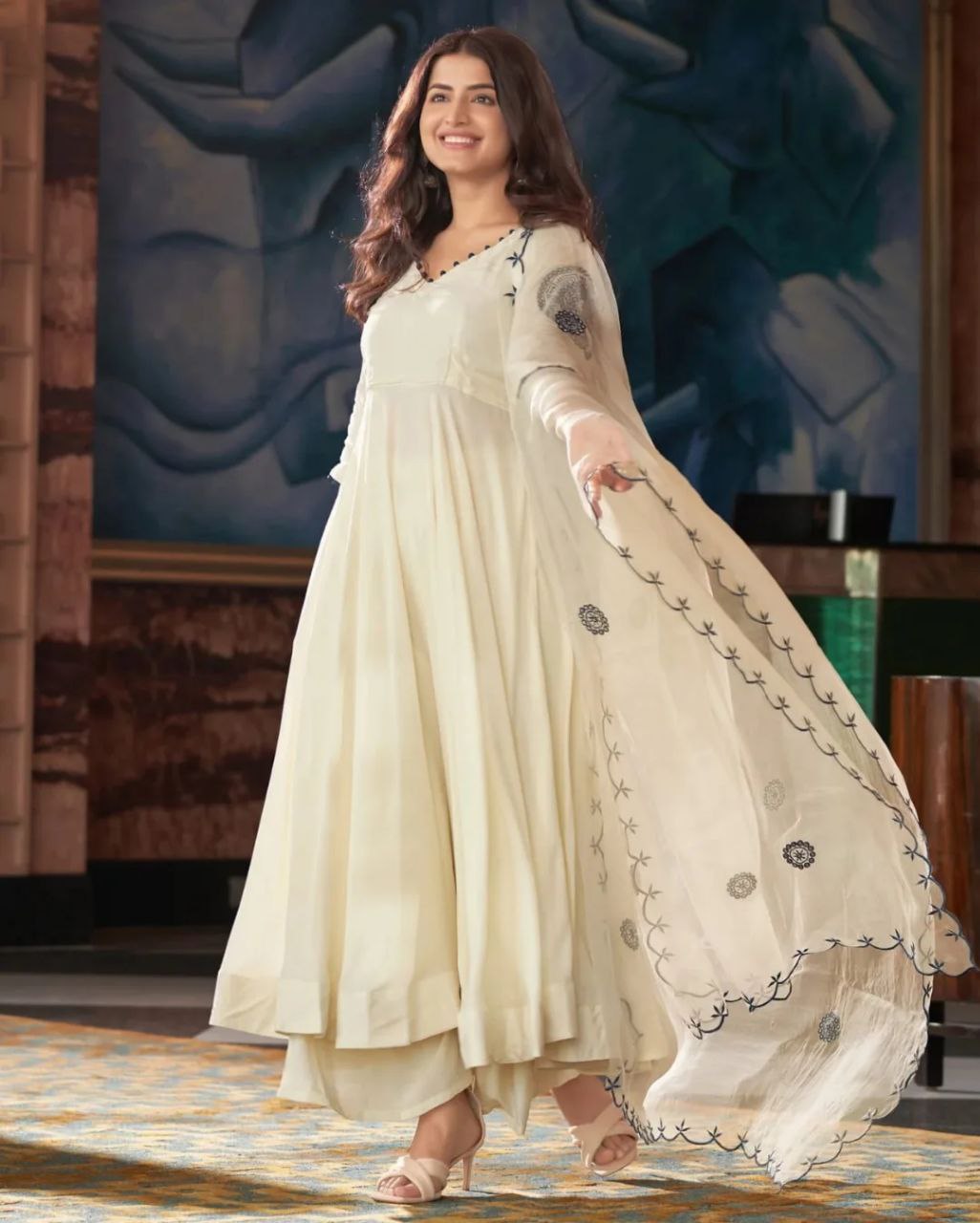 Bollywood Inspired White Anarkali Suit – Rasha Tandani