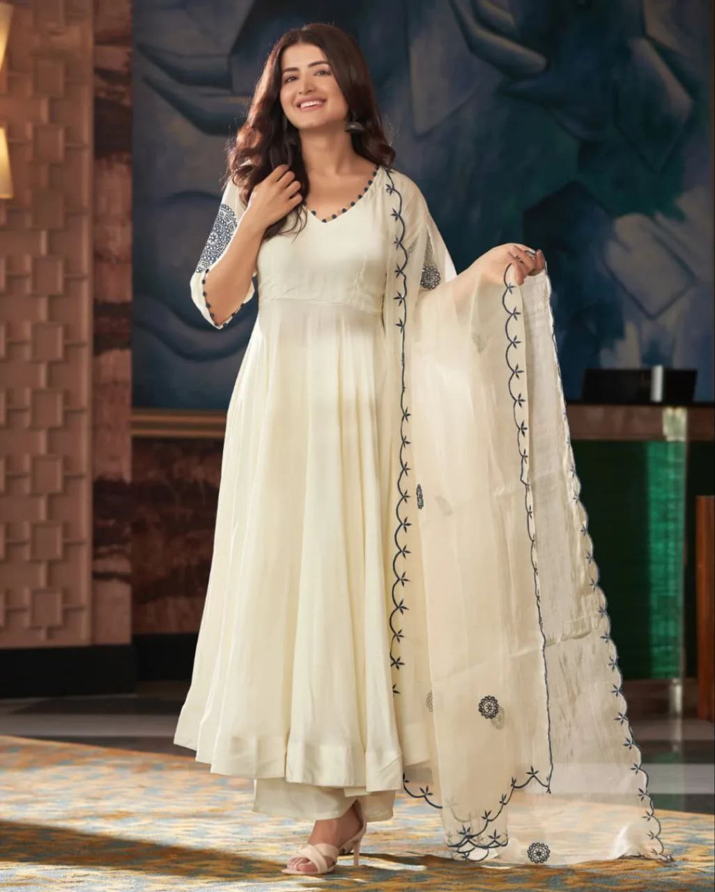 Bollywood Inspired White Anarkali Suit – Rasha Tandani