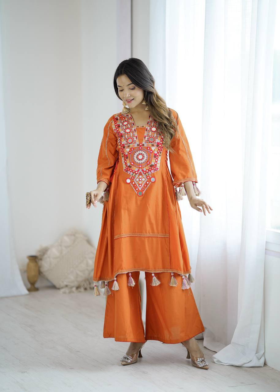 Khadi Cotton Mirror Work Co-ord Set