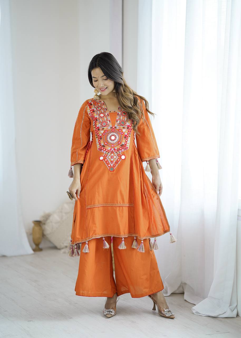 Khadi Cotton Mirror Work Co-ord Set