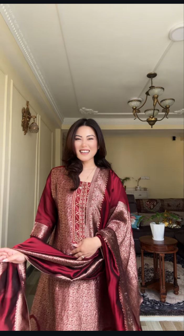 Asopalav Pure Banarasi Jacquard Suit Set