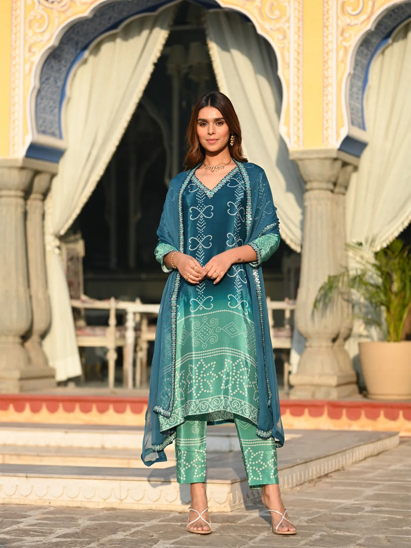 Soft Chinnon Silk Embroidered Suit Set