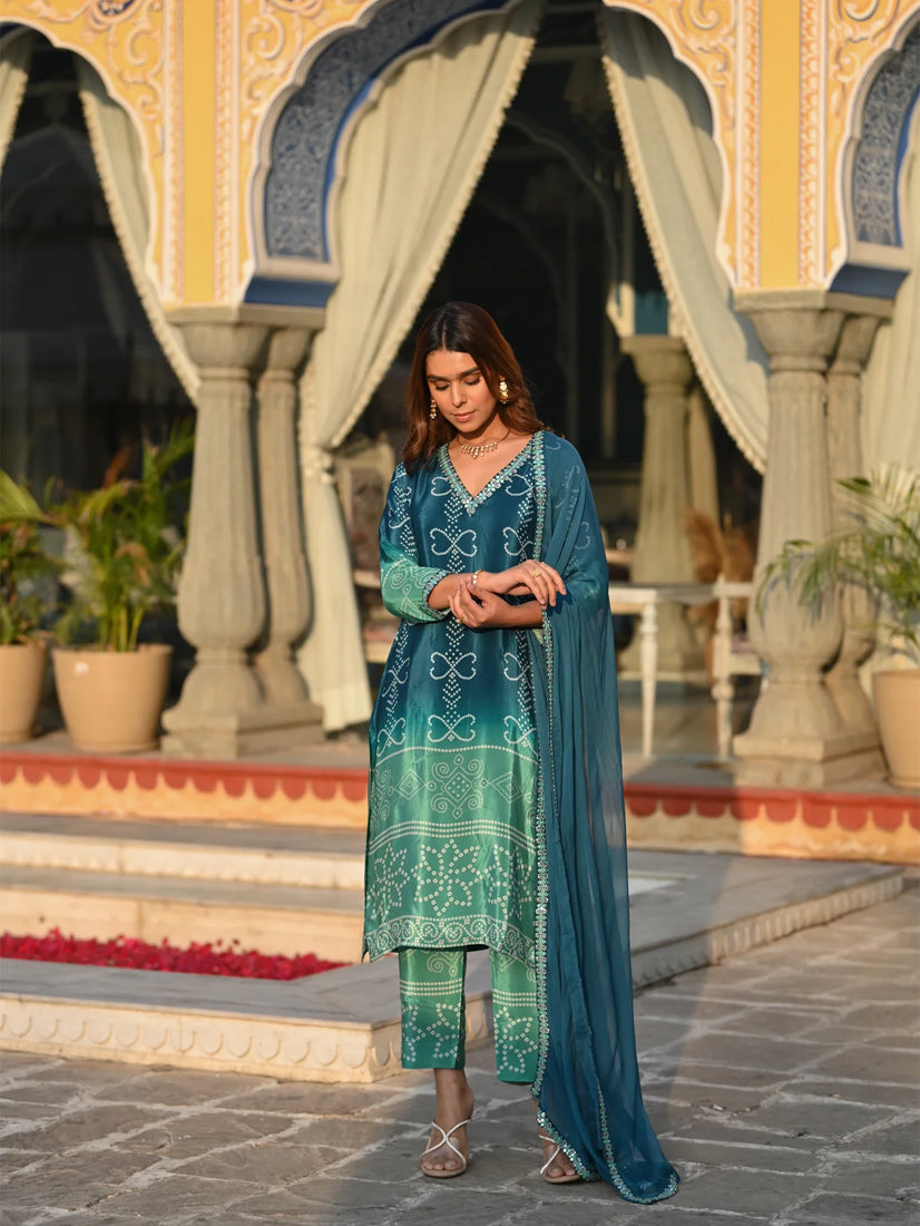 Soft Chinnon Silk Embroidered Suit Set