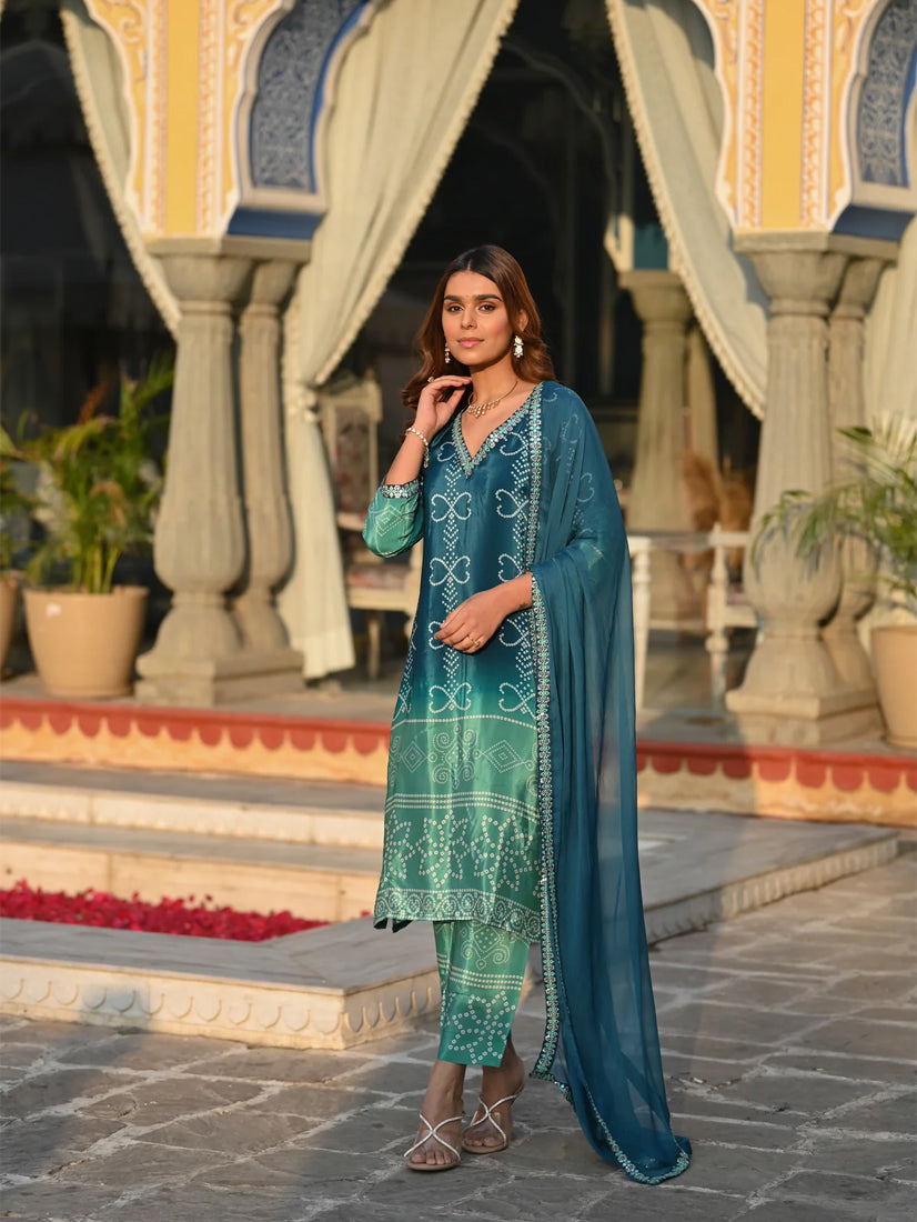 Soft Chinnon Silk Embroidered Suit Set