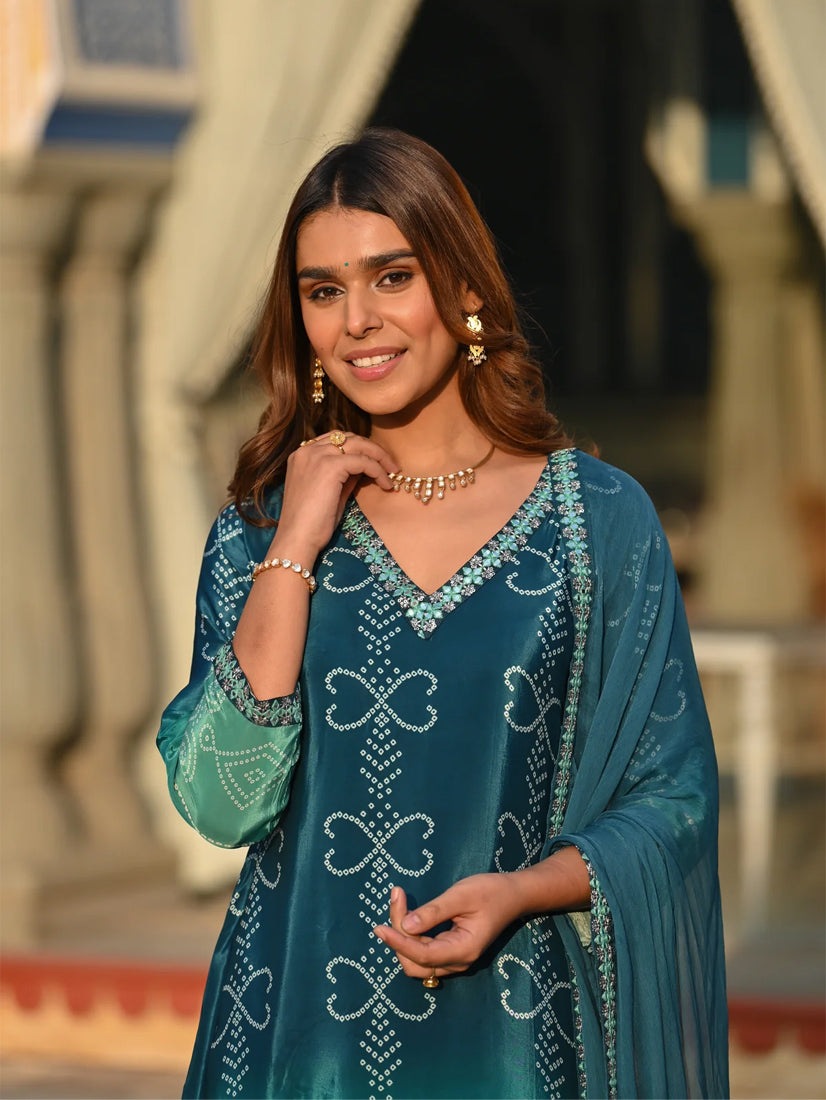 Soft Chinnon Silk Embroidered Suit Set