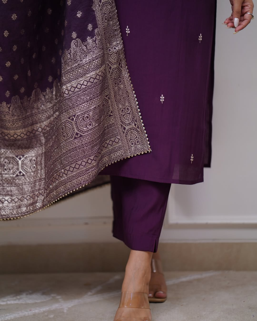 Chanderi Kurti Set with Jacquard Dupatta