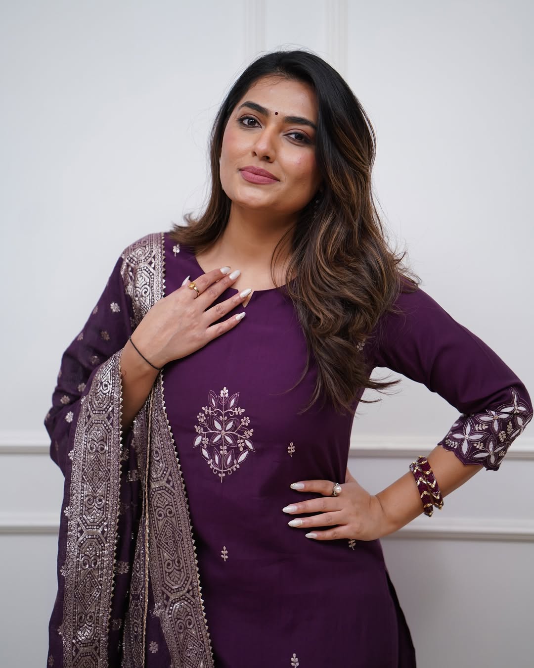 Chanderi Kurti Set with Jacquard Dupatta