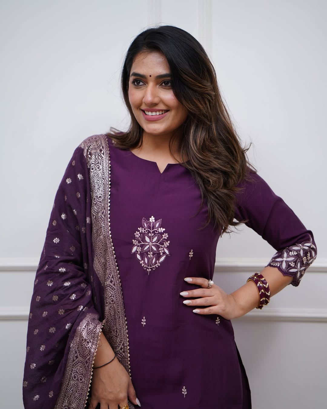 Chanderi Kurti Set with Jacquard Dupatta