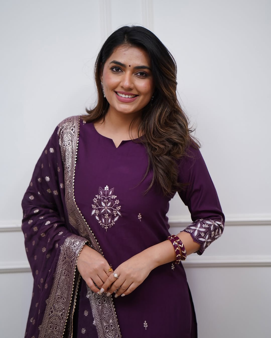 Chanderi Kurti Set with Jacquard Dupatta